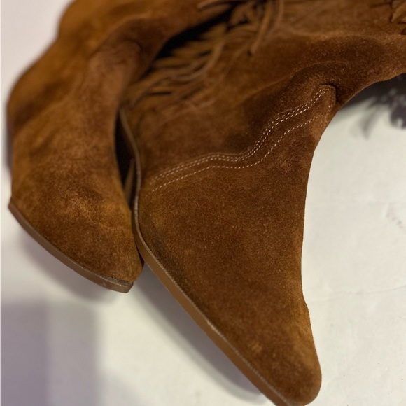 Vintage leather craft suede fringe boots size 6 - Picture 5 of 6